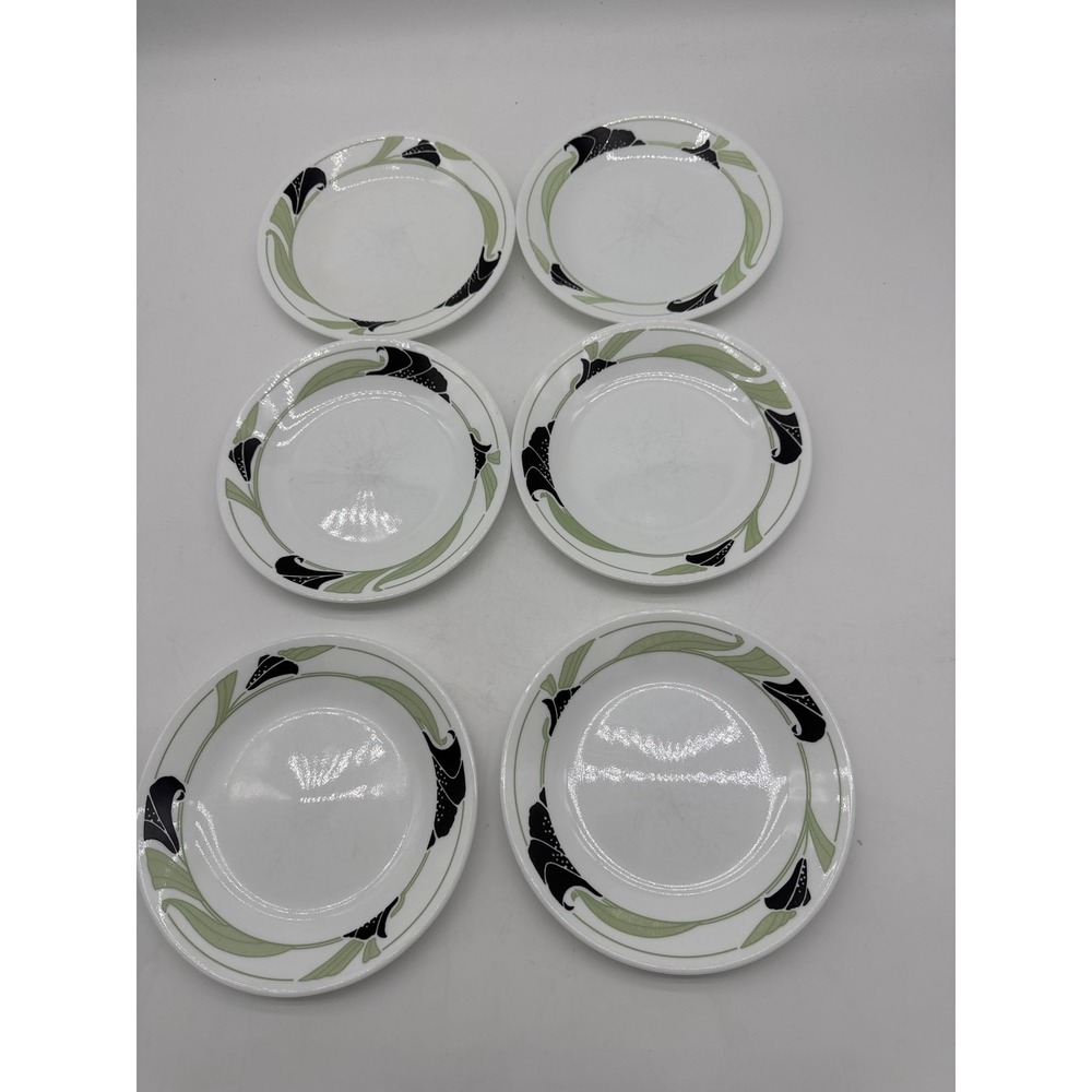 'Vintage Corelle "Black Orchid" 6 3/4" Bread/Butter Plates Retired Pattern 6